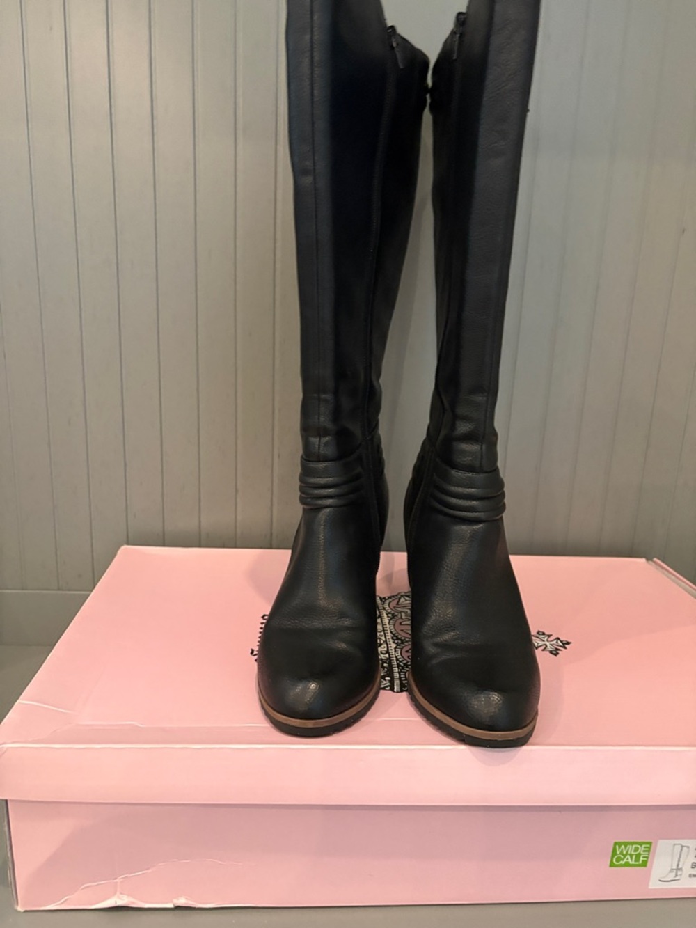 Crown Vintage Black Tall Over-The-Knee Leather Boots